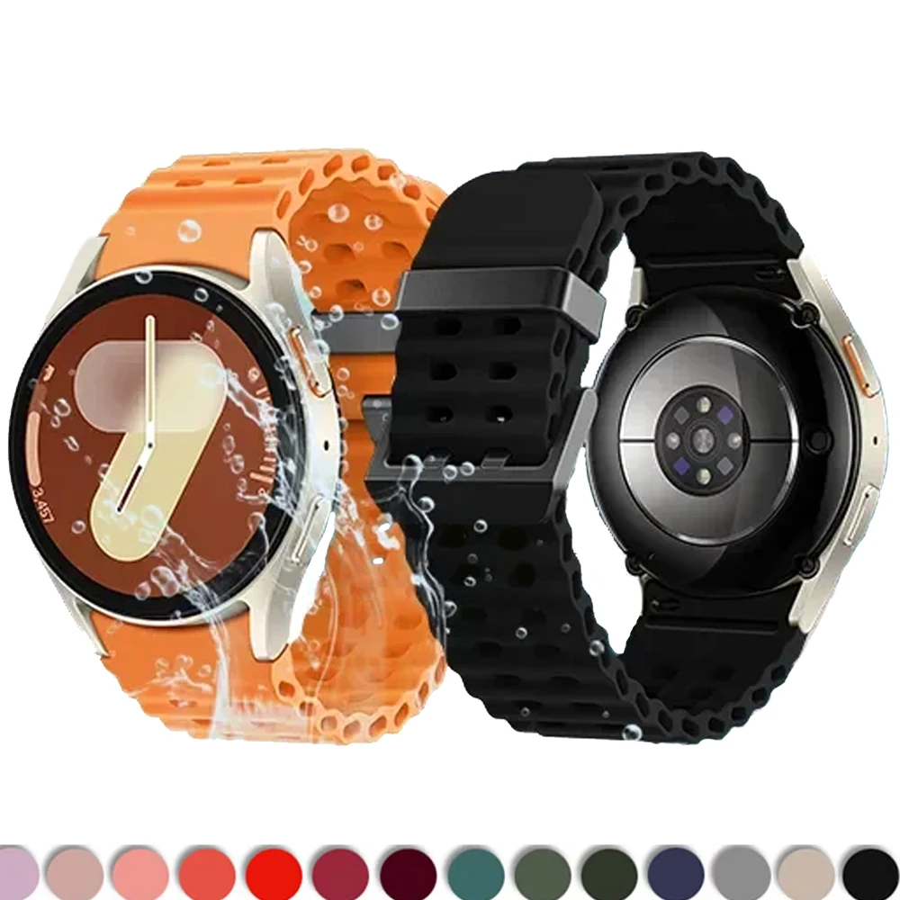 Pasek Ocean do Samsung Galaxy Watch 7 FE 5 6 4 Classic 5 pro 40 44mm NO Gaps Silikonowa bransoletka correa Galaxy Watch6 watch4 Pasek