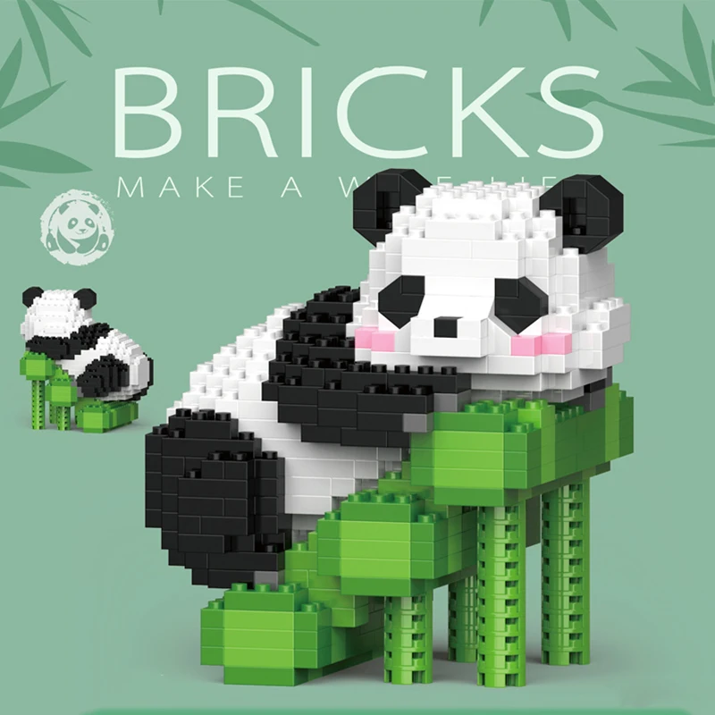 Cute Panda Series Building Block Toys with Small Particles Bricks DIY Assembly Model Figures for Children and Adults Gift