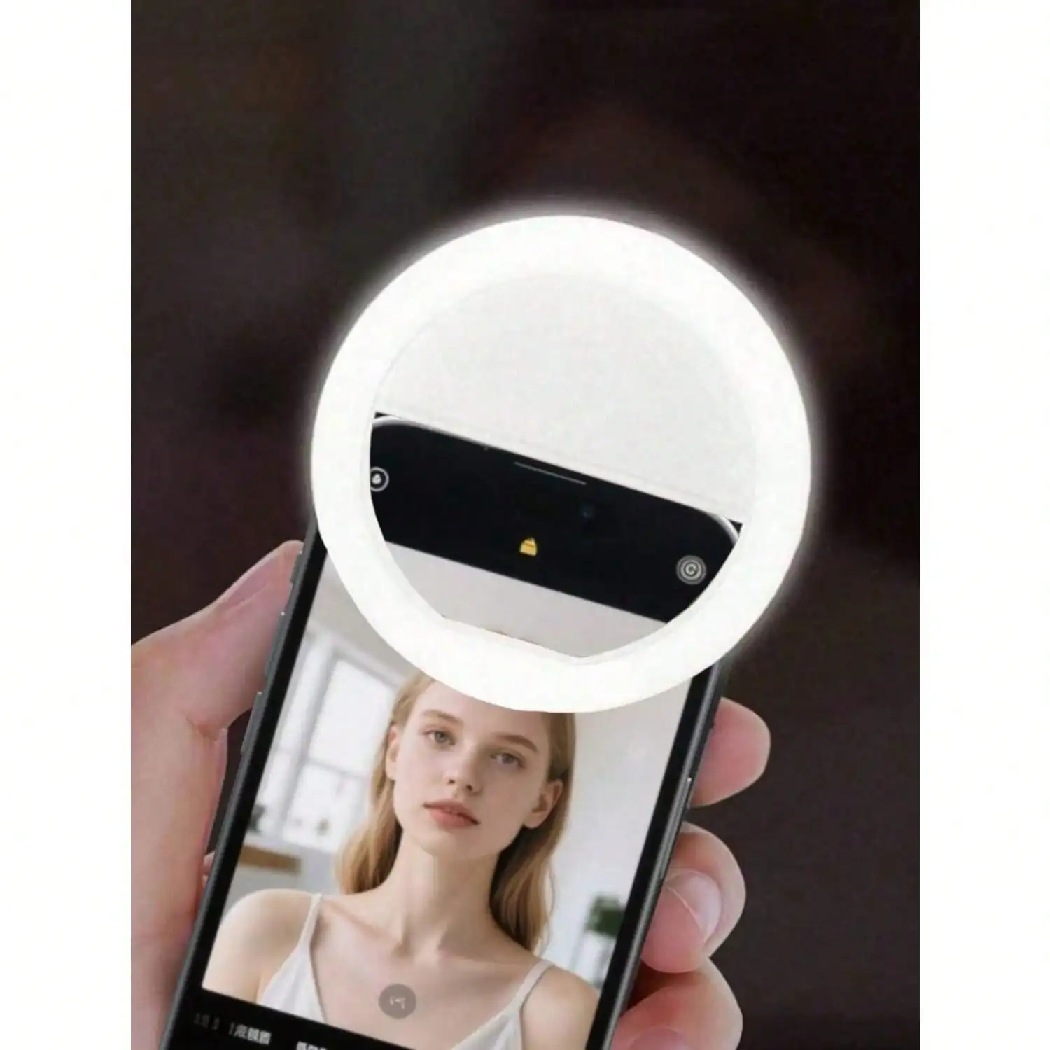 Offerta lampo: 1 pz. Luce LED portatile per selfie, lampada ad anello ricaricabile USB con clip e luminosità regolabile a 3 livelli, gadget compatto da viaggio