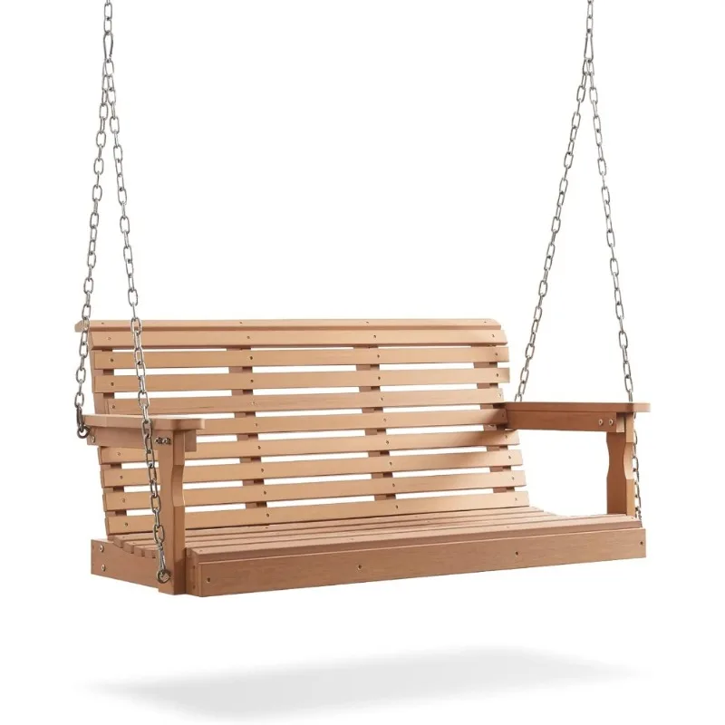 

Porch Swing, 2-Person Poly Lumber Outdoor Swing, All-Weather Farmhouse Patio Swing That Never Rot and Fade