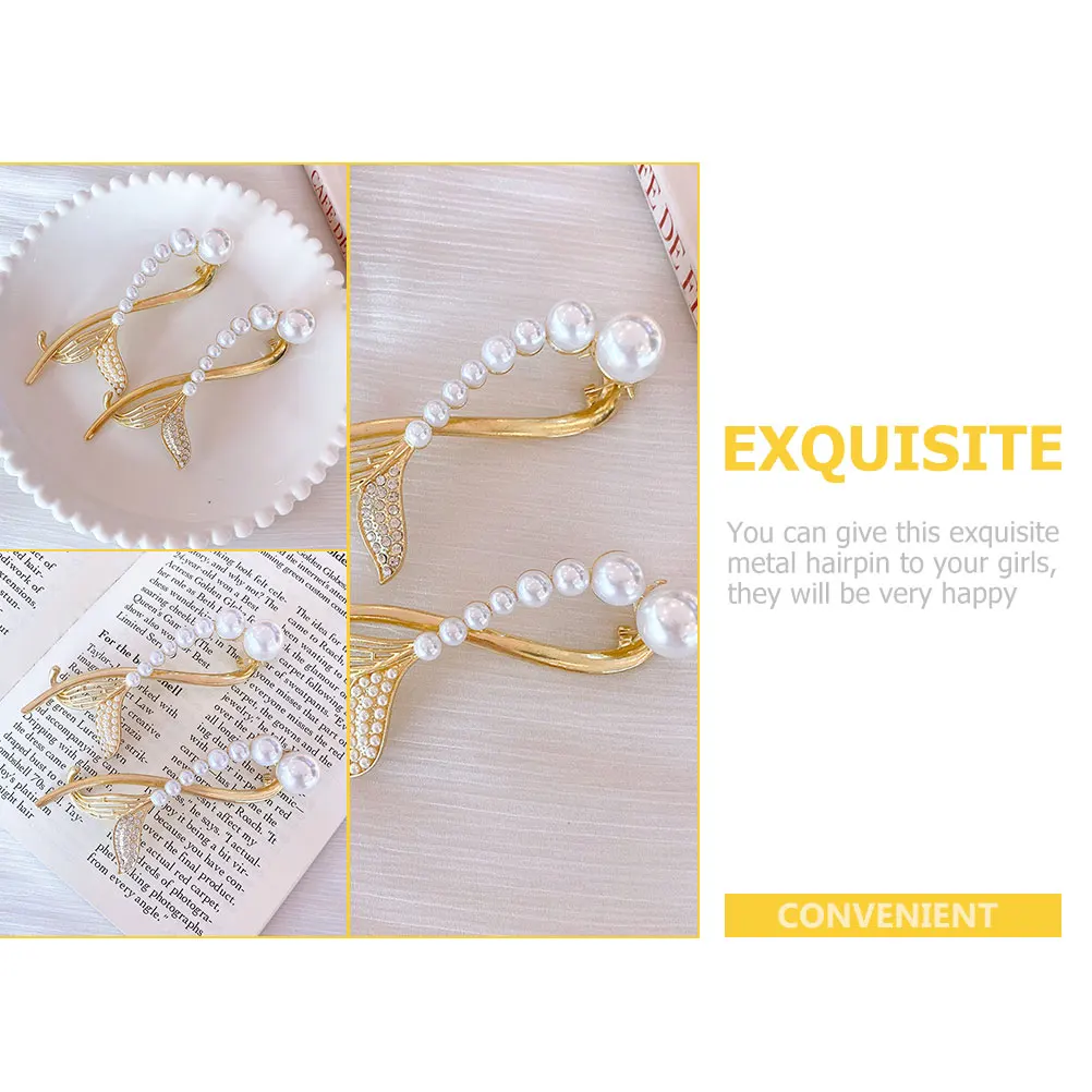

2Pcs Pearl Rhinestone Hair Clips Metal Hairpins for Wedding Elegant Hair Barrettes Headdresses Elegant Hairpin