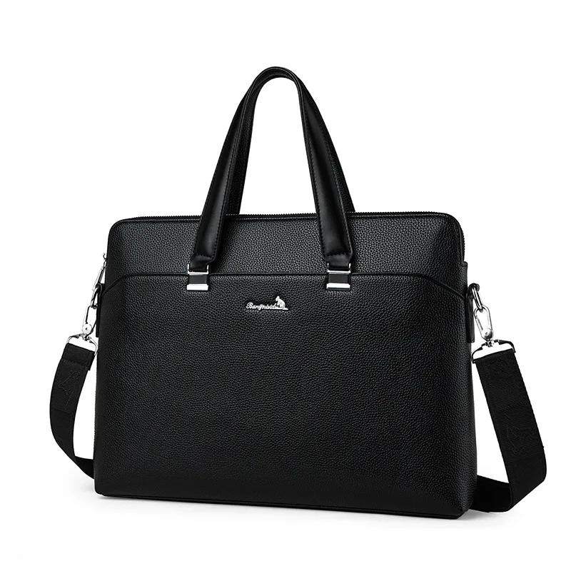Men's Business PU Leather Backpack - 14-inch Laptop Briefcase - Lightweight Waterproof Shoulder Bag