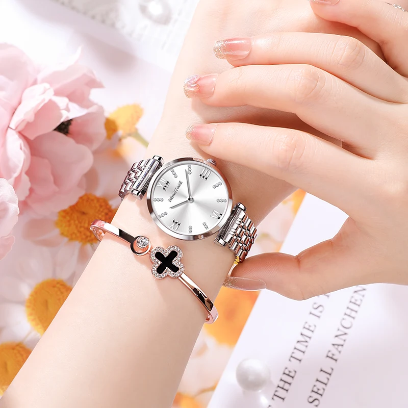 ROMITIME Relógio Feminino Luxo Elegante Tendência Simples À Prova D 'Água Certificação Original Relógio de Pulso de Quartzo de Aço Inoxidável