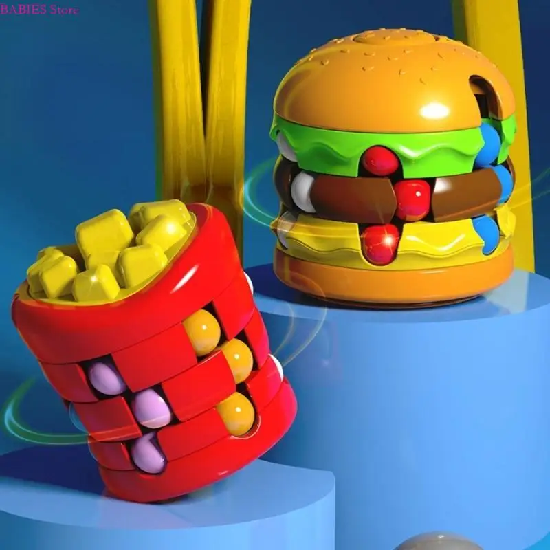 C9GB Kids Kids Spinner Cube Toy Hamburger/French Fries Fingertip Puzzle Cube