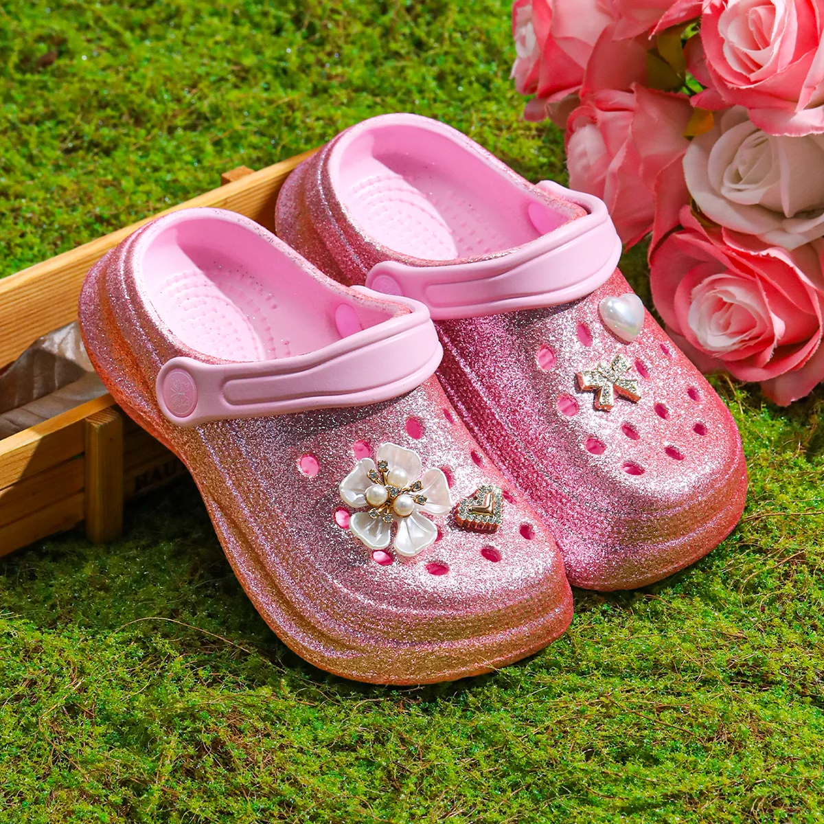 

Kids Slip-On Clogs and Mules, Breathable, Waterproof, EVA Garden Shoes with Decorative Chain for Beach and Everyday Wear 168