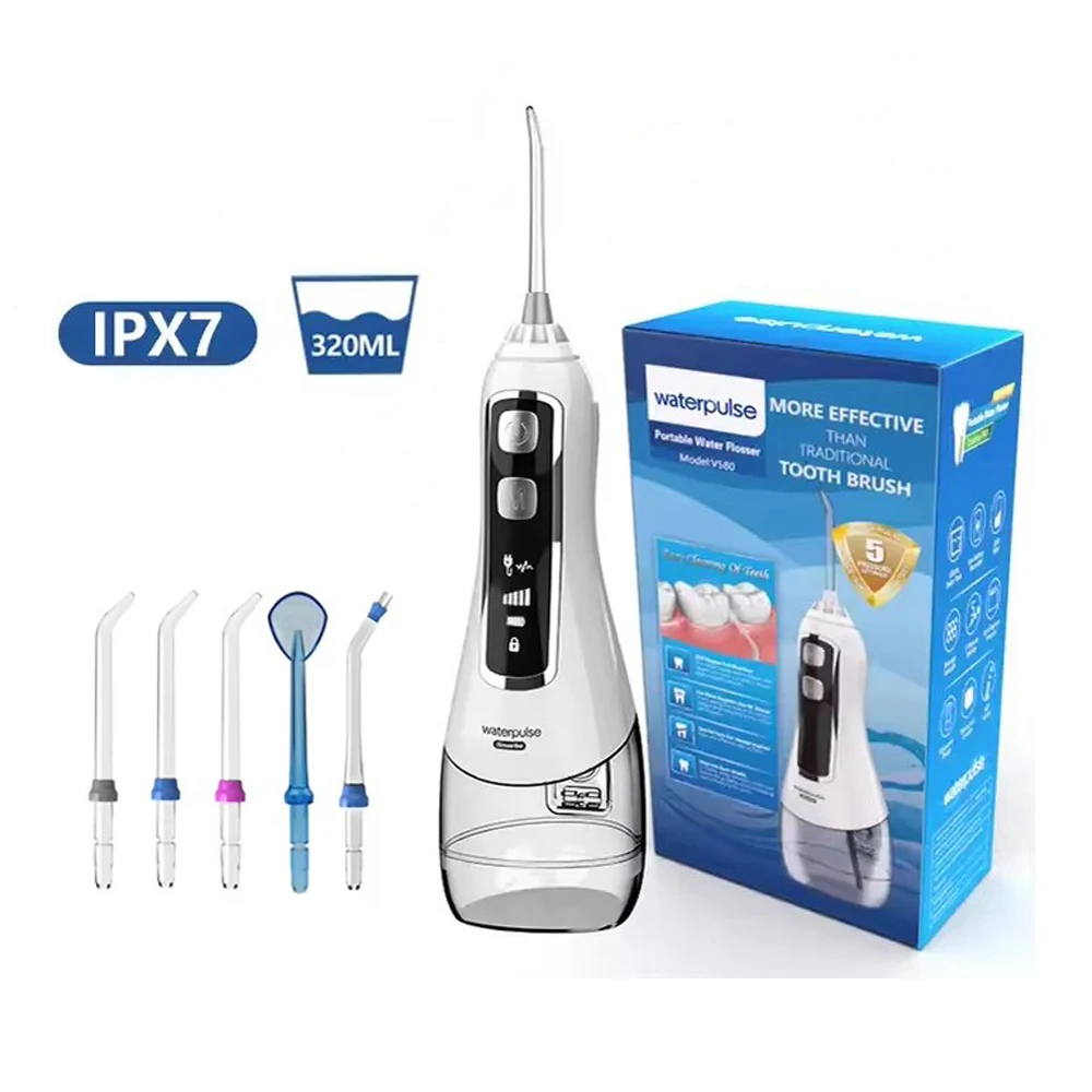 Rechargeable Cordless Dental Water Jet Flosser Teeth Irrigation Oral Irrigator Tooth Pick 5 Nozzle Waterproof Teeth Cleaner