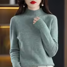 Cozy Long Sleeve Crop Top Solid Half Mock Neck Soft Knitwear - Grass Green