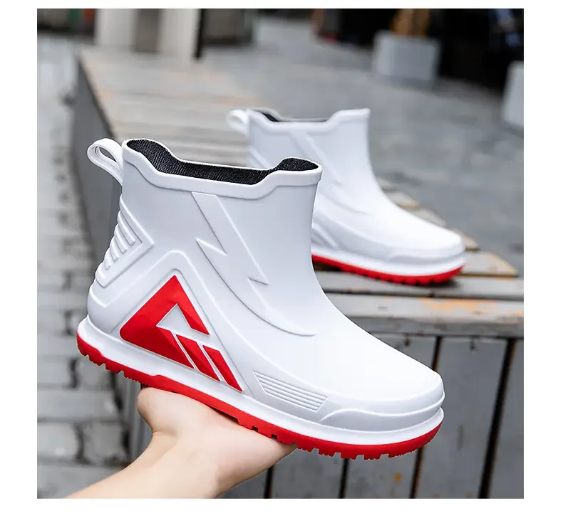 Fashionable Waterproof Summer Short Boots Casual Rain Rubber Shoes Men Women Flat Kitchen Work Shoes 35-44