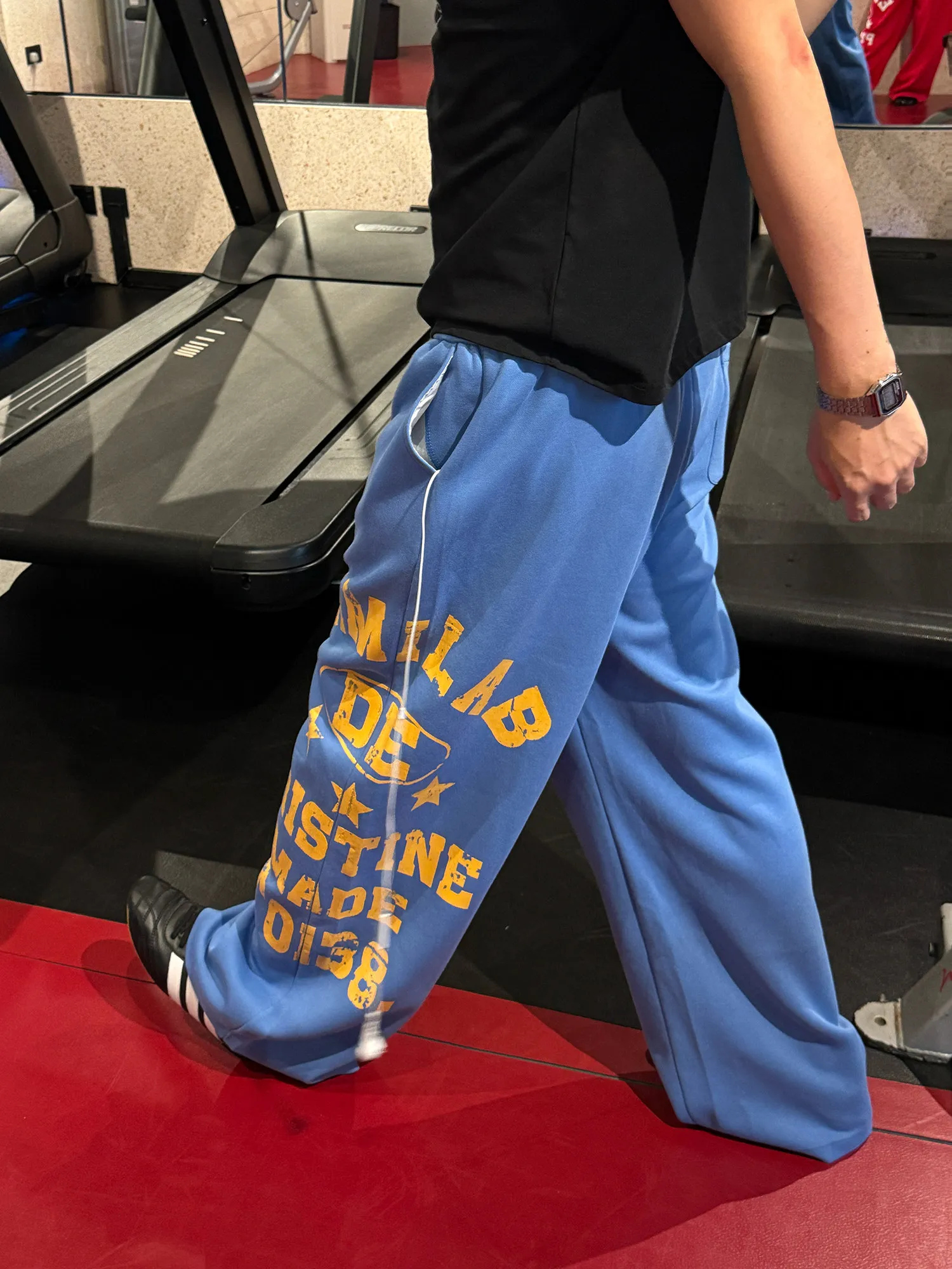 American Streetwear Retro Letter Print Loose Casual Pants Men's Wide Leg Dance Street Style Long Trousers Comfortable Fit