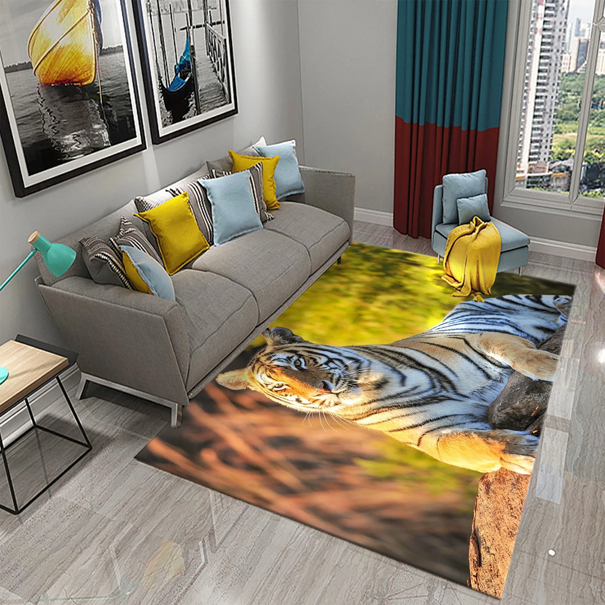 Tappeto modello tigre 3D Tappeto grande con stampa animali selvatici carini per soggiorno, bagno, camera da letto, ingresso, tappeto antiscivolo