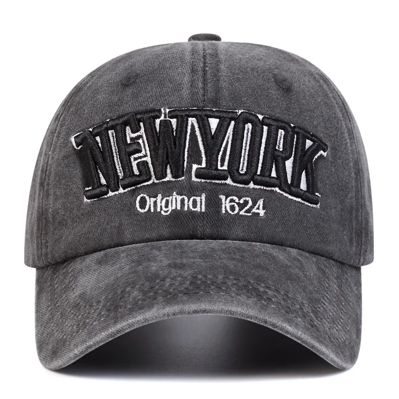 للجنسين نيويورك 1624 التطريز غسل قبعات البيسبول الربيع والخريف في الهواء الطلق قابل للتعديل قبعات غير رسمية واقية من الشمس قبعة قبعة رياضية