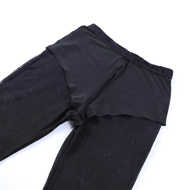 Altgoth Fairycore Grunge Gothic Hosen Frauen Punk sexy durch Spitze Patchwork Flare Hosen Streetwear Vintage Hosen weiblich sehen – Detail 8
