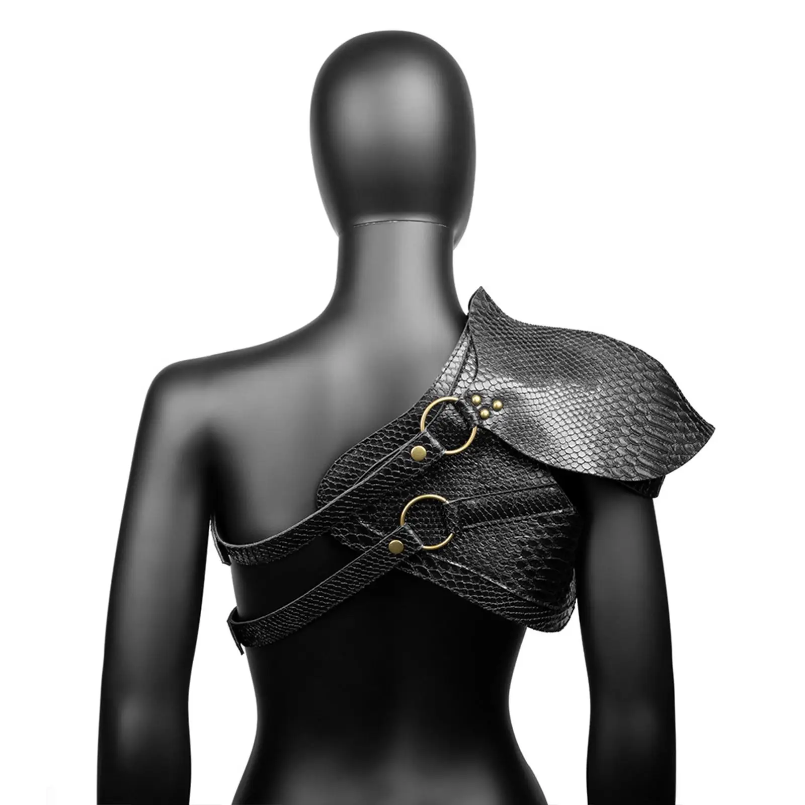 Medieval Leather Shoulder Armor Pauldrons Steampunk Portable Shoulder Cover Cape for Stage Performance