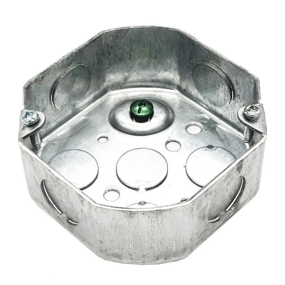 Junction Box Octagonal Galvanized Iron Construction 4 Inch Stretch Design 15.5 cu in Internal Capacity for Safe Wire Containment