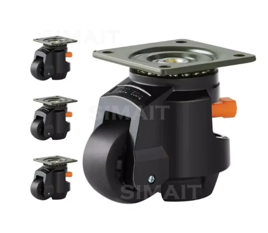 4Pcs Leveling Casters Heavy Duty Swivel Caster Wheels with Handle Design Height Adjustable Feet for Workbench Machine