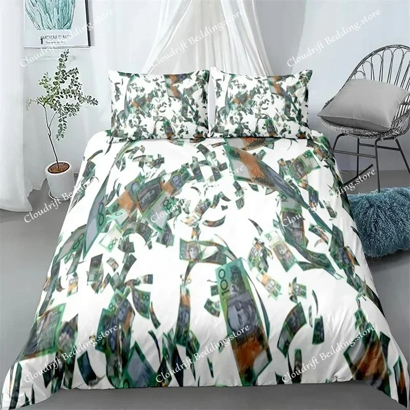 Money Queen Duvet Cover Dollar Bills Bedding Set For Boys Girls Teens Decor Microfiber The Ben Franklin Portrait Comforter Cover