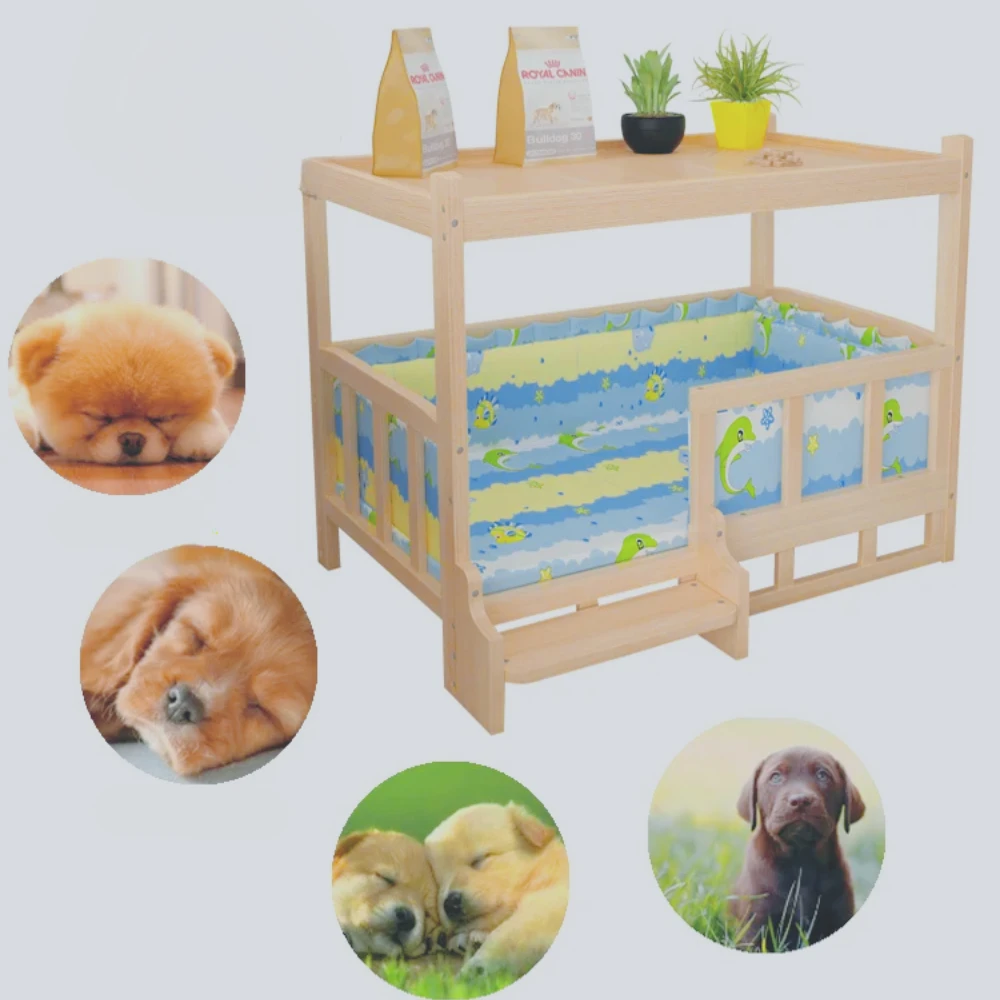 Solid Wood Dog House And Dog Bed Luxury Durable Eco-Friendly Largewooden Pet Housepolished And Smooth Detachable Pet Accessories