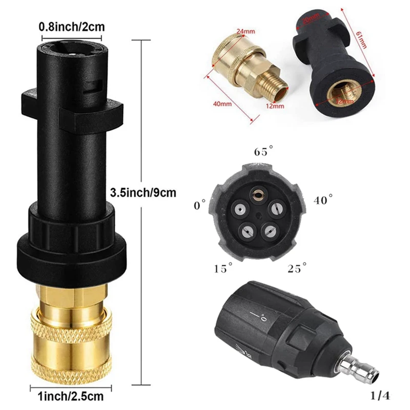 5 in 1 for Karcher K2-K7 High Pressure Washer Nozzle Quick Connect High Pressure Rotary Turbine Nozzle Adapter