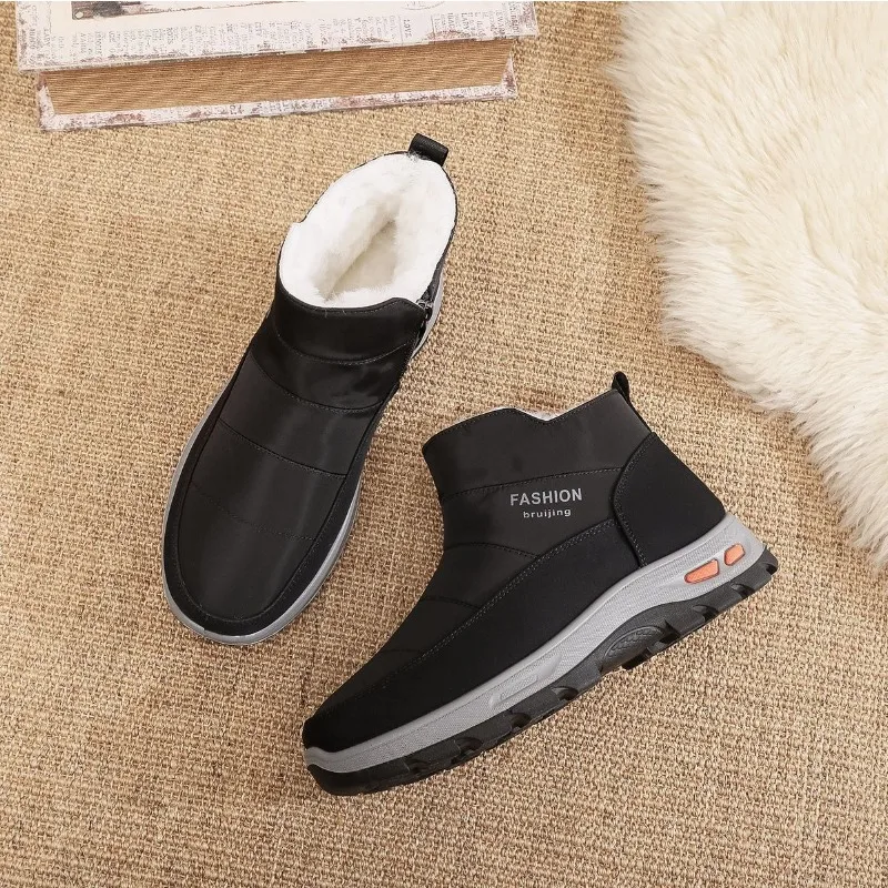 Зимние мужские ботинки, утепленная плюшевая теплая хлопковая обувь, уличные нескользящие зимние ботинки, классические ботильоны без шнуровки, Botas Para Hombre