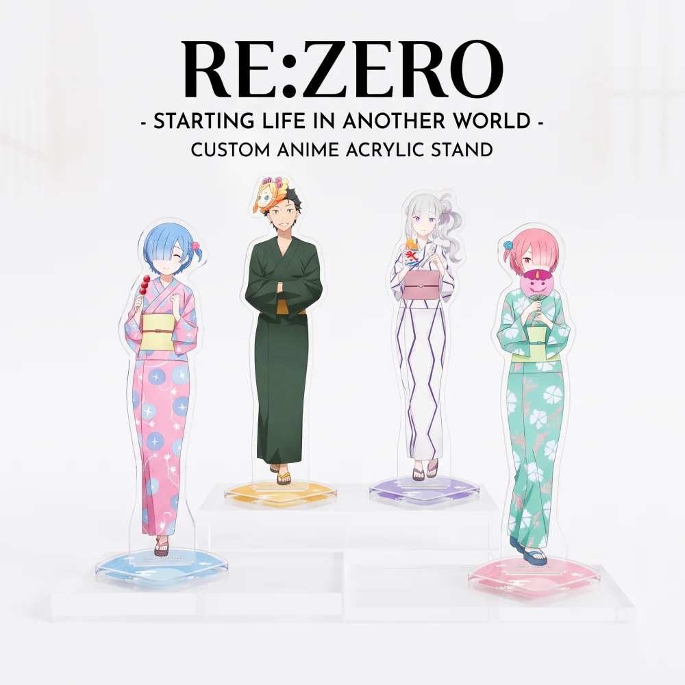 Re Zero Starting Life In Another World Acrylic Stand Keychain Rem Natsuki Subaru Emilia Desktop Decor