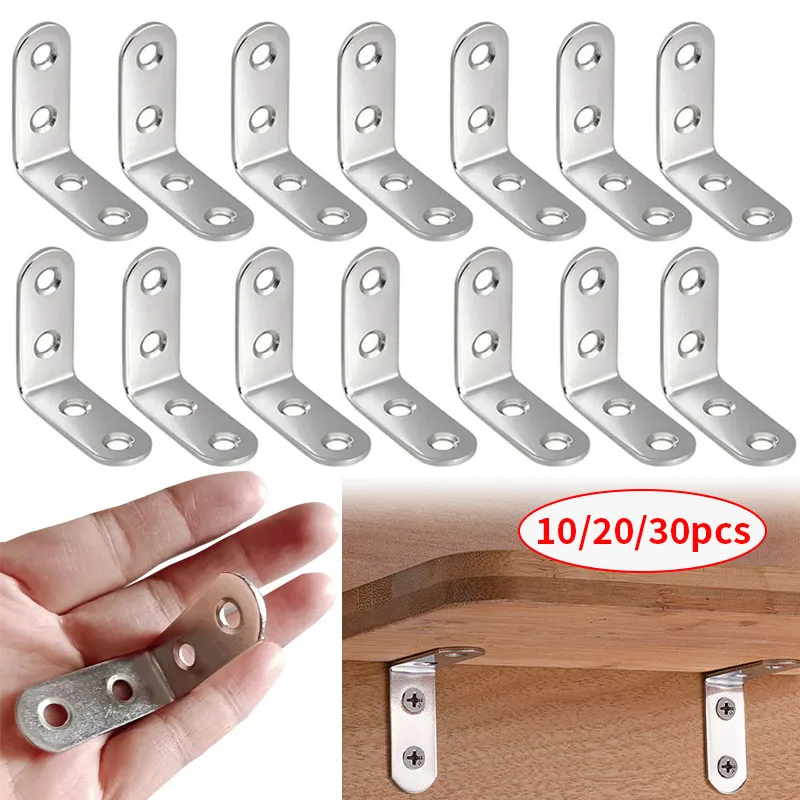 Código de esquina de 10/20/30 Uds., pieza de conexión pieza de fijación de ángulo recto de 90 grados, accesorio de hardware de refuerzo de muebles en forma de L