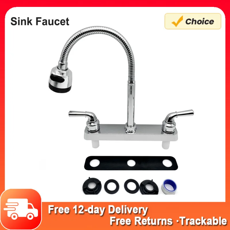 

RV Faucet Replacement RV Kitchen Sink Faucet with 360 Degree Rotatable Sprayer Flexible Spout RV Bathroom Faucet Set Sink Faucet