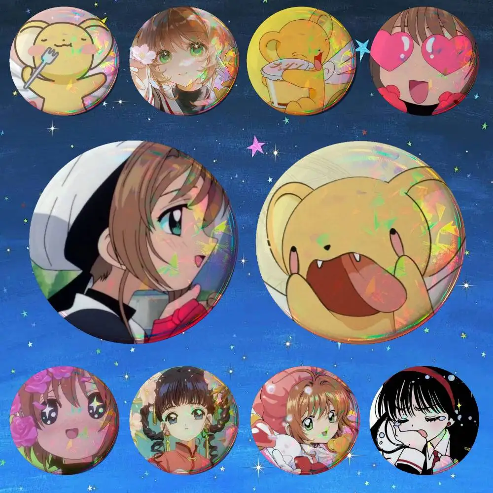 Cute Anime Cardcaptor Sakura Badge Tinplate Meme Round Brooch For Hat Bag Creative Lapel Jewelry Accessories Gifts