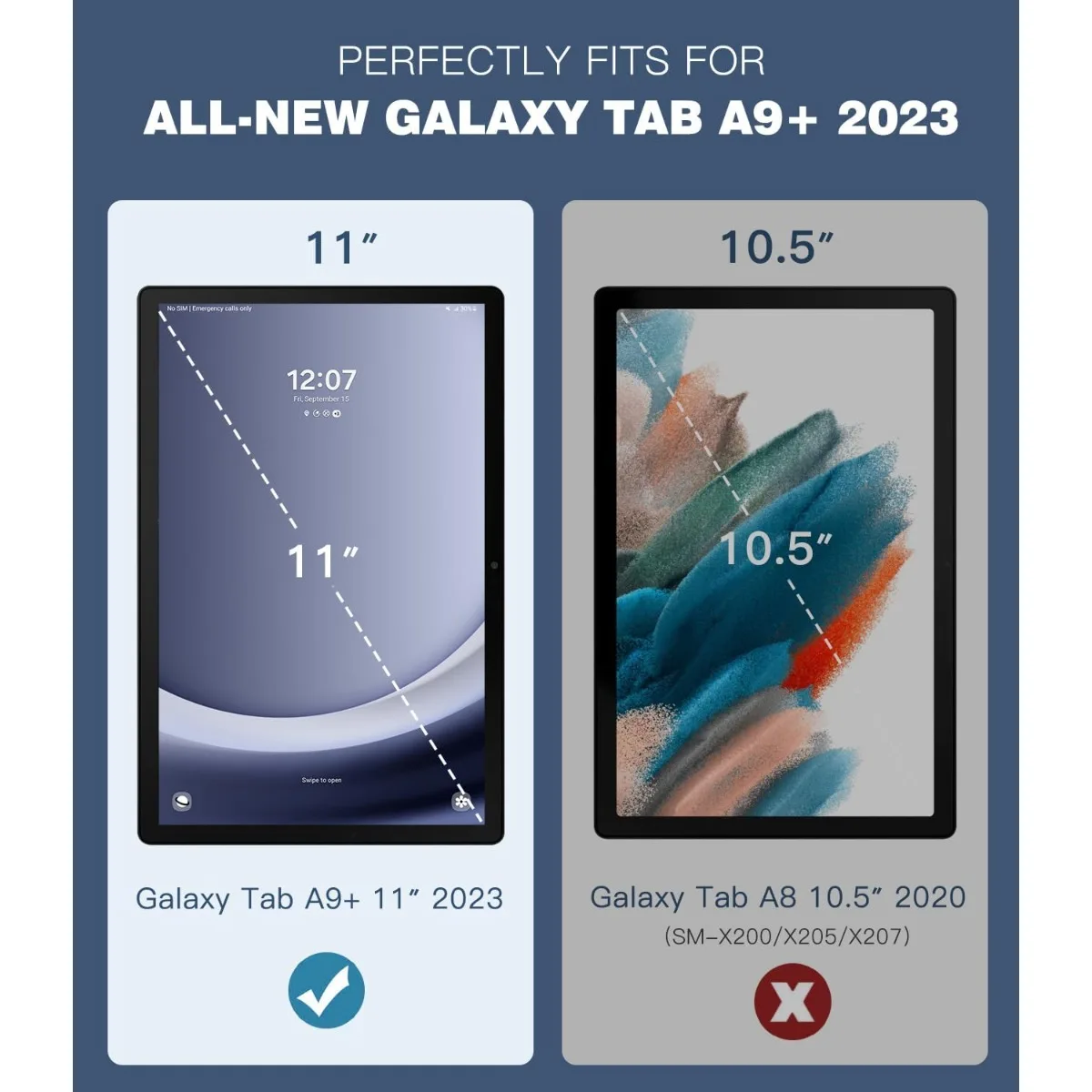 Samsung Galaxy Tab A9+/A9 Plus 11インチ 2023用ケース、スリム軽量ハードバックシェル保護カバー Galaxy Tab A9+タブレット用