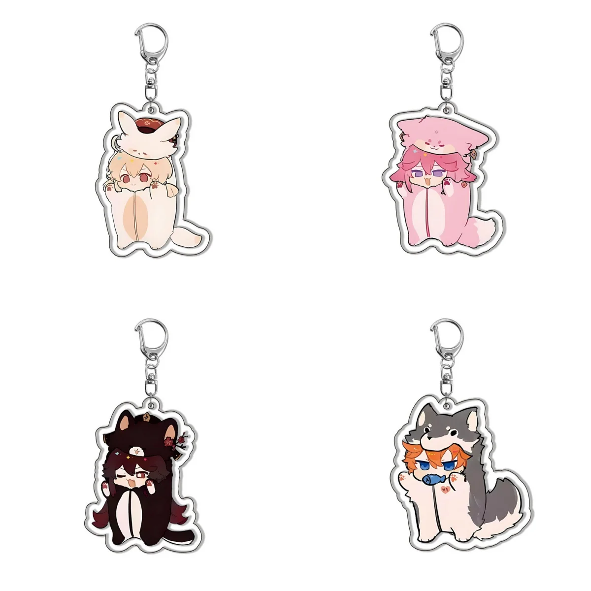 New Game Genshin Cute Mini Animal Keychain Zhongli Xiao Kaeya Cartoon Anime Decoration Acrylic Keyring Badge Backpack Gift