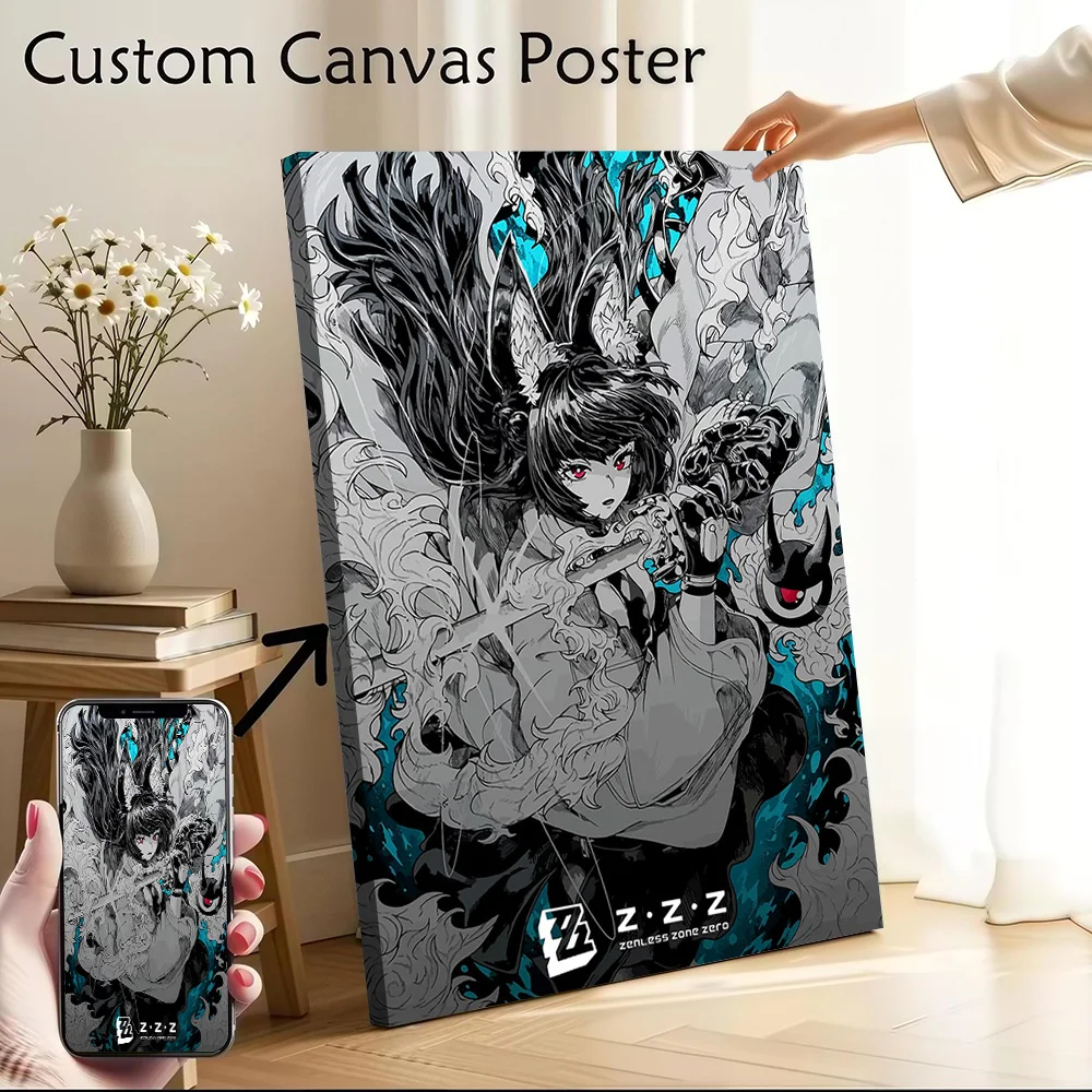 Zenless Zone Zero Game Character Art Poster Customizable Printed Canvas Painting for Pictures Wall Art Interior Decoration Room