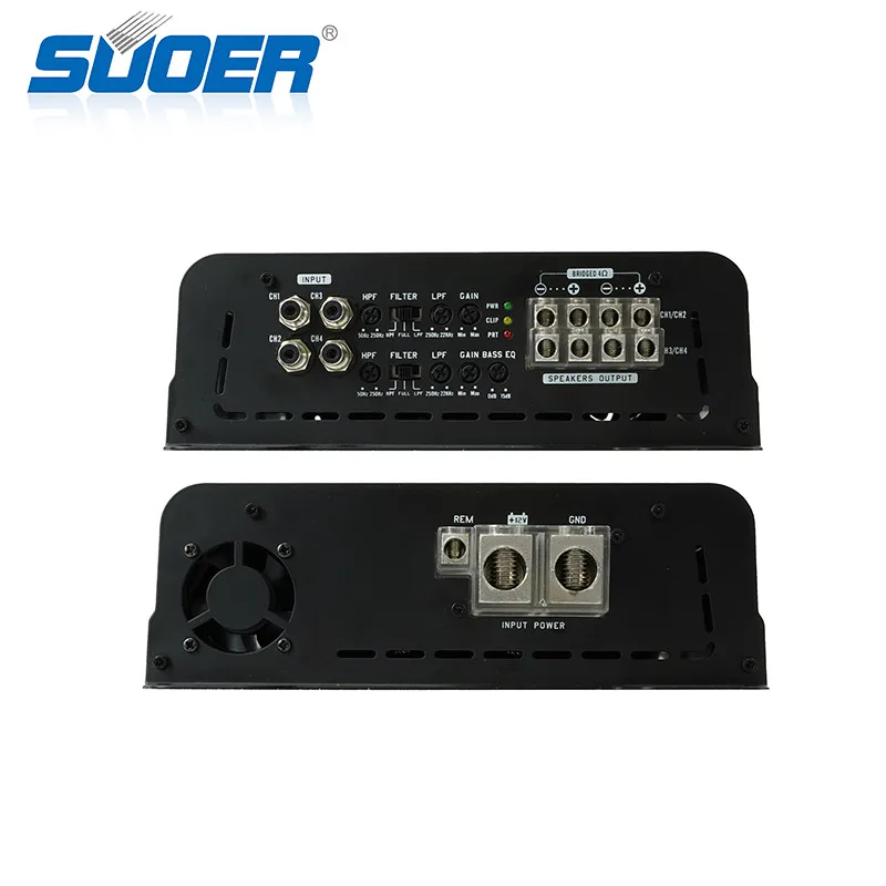 Suoer-Max Power Auto Audio Car Amplificador, 4 canais, gama completa Classe D Rms, 500 Watts, CP-500.4D-J Max