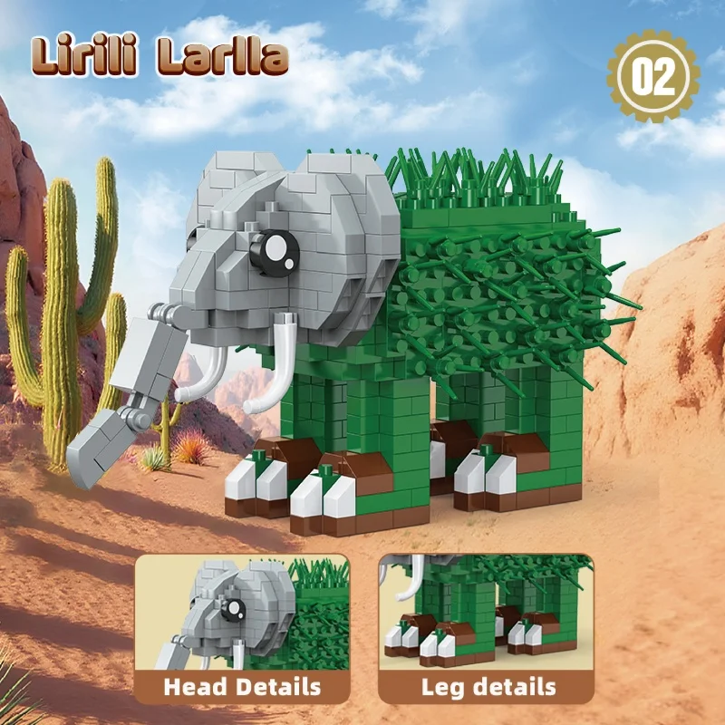 Lirili Larlla Elephant Animal AI Shan Hai Jing Micro Building Block Toys-DIY Educational Assembly,Christmas Party Gift for Kids