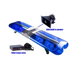 DC 12v full size blue led light bar with 100w siren and build-in speaker. for ambulance