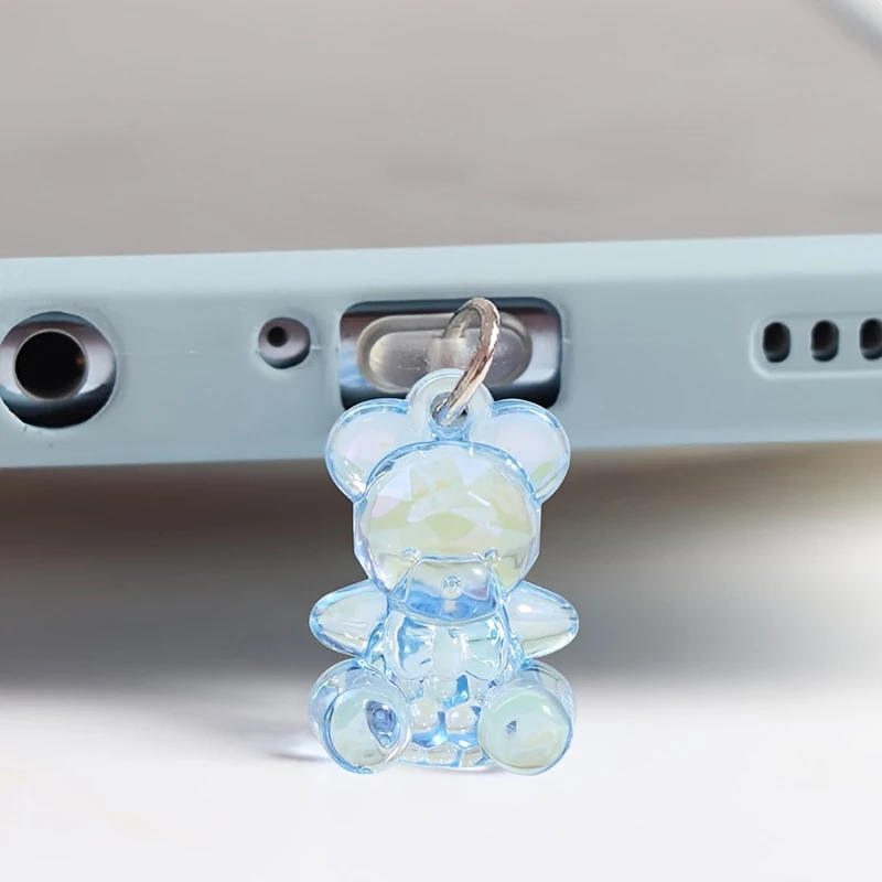 1PC Kawaii Phone Dust Plug Charm Acrylic Bear Jack Dust Protection Stopper Anti Dust Cap Charge Port Plug For Phone