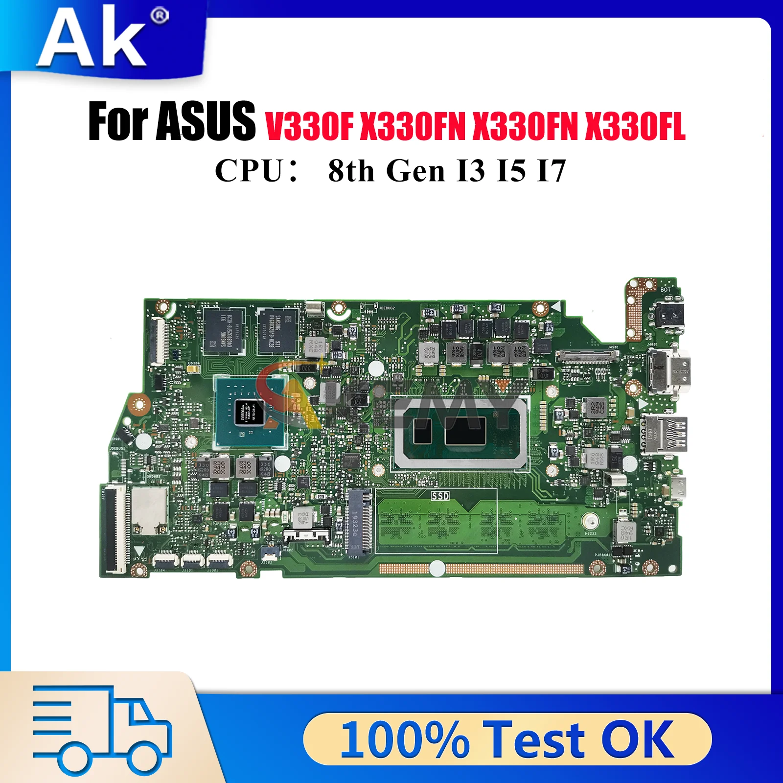 

X330FN Материнская плата для ноутбука ASUS VivoBook I330FA V330F K330F X330FN X330F R330F X330FL S330F Материнская плата I3 I5 I7 Процессор тесты ОК