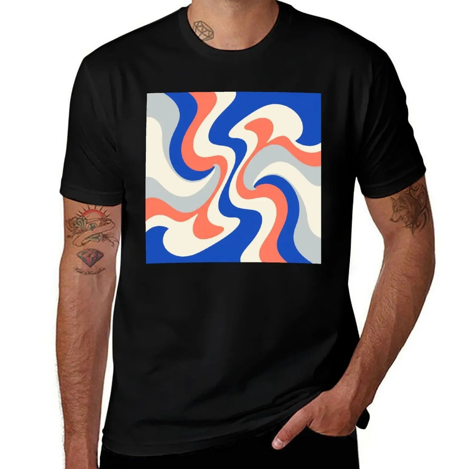 

Liquid Swirl in Royal Blue and Coral T-Shirt kawaii clothes cheap stuff shirts graphic tees tees plain white t shirts men