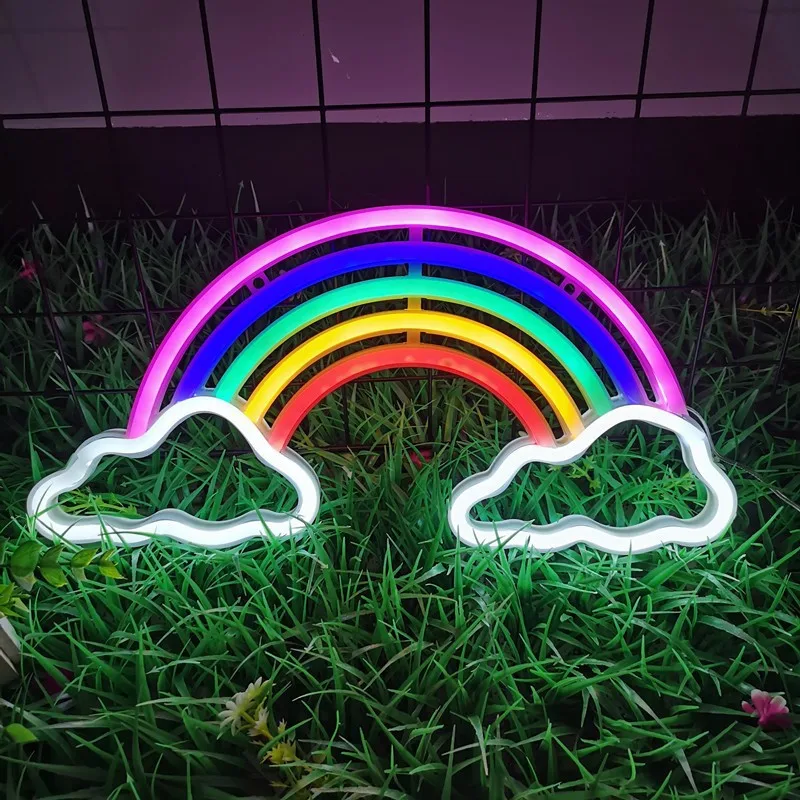 Cloud Neon Sign LED Light for Bedroom Hanging Wall Party Christmas Decoration Rainbow Colorful Night Light Neon Bulb USB Power