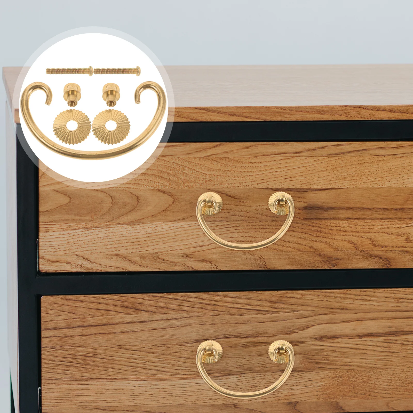 

2Pcs Chinese Style Vintage Bail Drawer Pulls Brass Cabinet Handles for Kitchen Dresser and Furniture Hardware