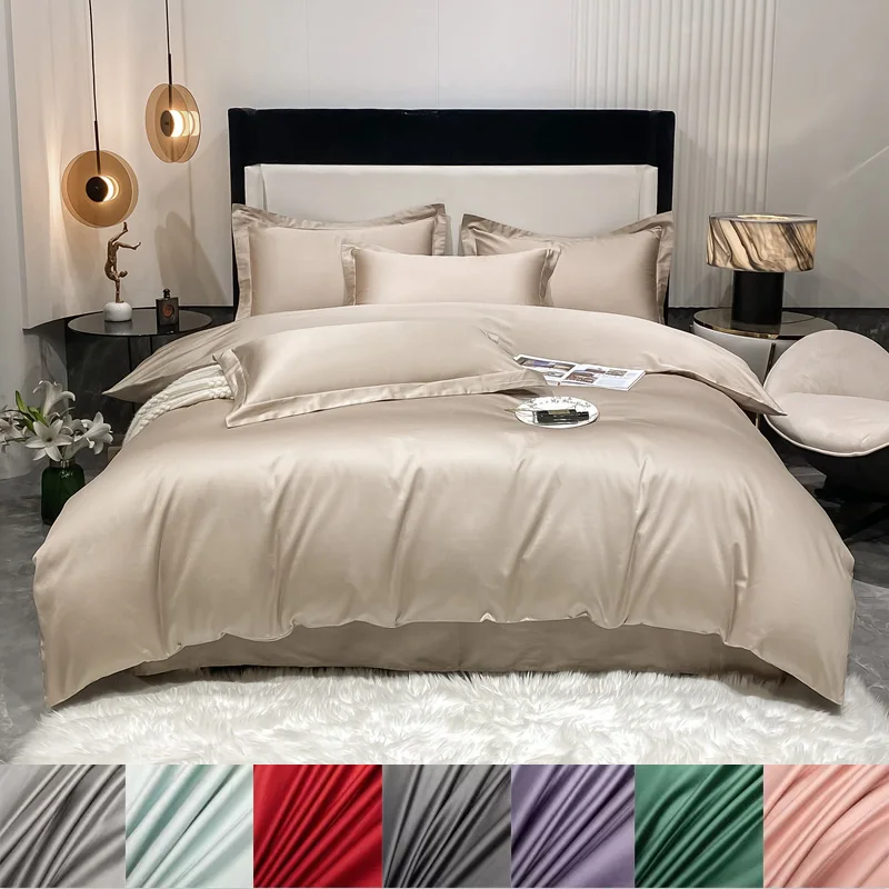 

1000TC Egyptian Cotton Duvet Cover Luxury Solid Color Comforte Quilt Cover with Pillowcase for Single Double Queen King Bed Soft