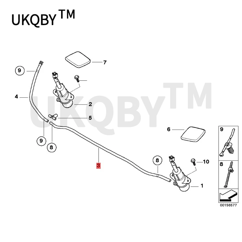 Car Headlight cleaning device hose 2006-b mwX5 E70 X5 3.0d X5 4.8i X6 35dX Headlight sprinkler hose assembly 61677181995