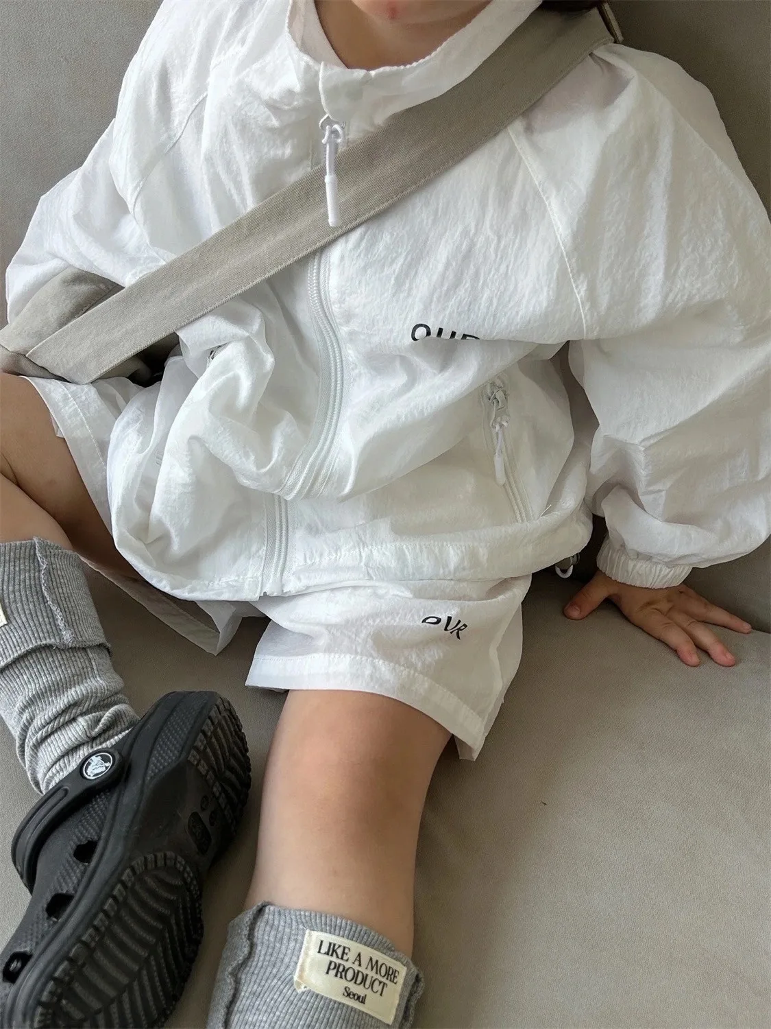 Children's Sunscreen Clothing Set Summer Thin Boys' and Girls' Stand up Collar Jacket+Shorts 2-piece Set