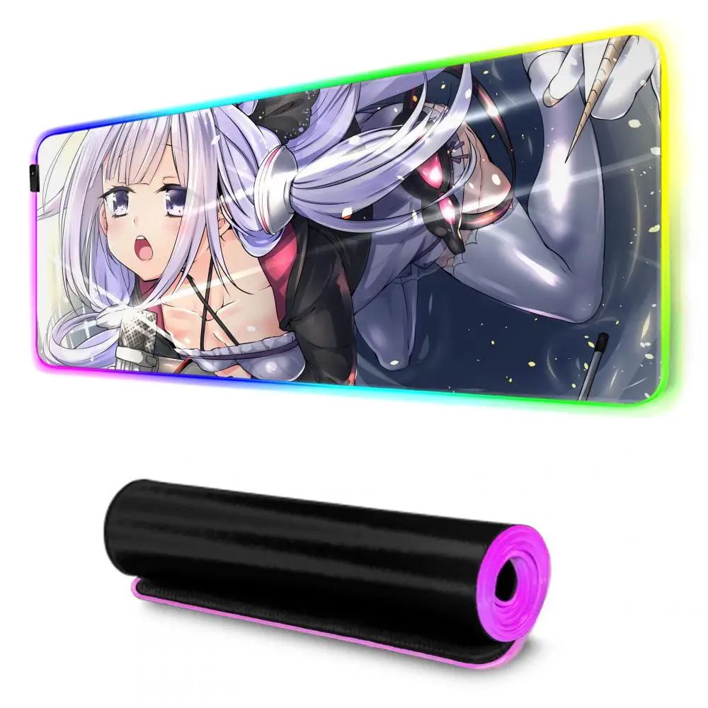 Alfombrilla de ratón de unicornio Azur Lane, alfombrilla de escritorio Rgb para Gamer, retroiluminación Led, configuración de alfombrilla de ratón, accesorios para juegos, alfombrilla de escritorio grande con retroiluminación