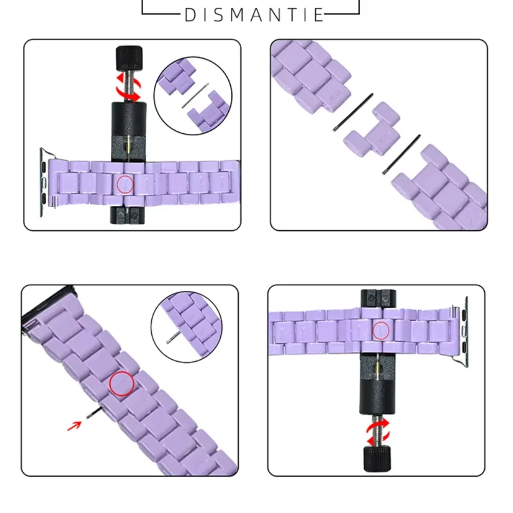 Correa de resina transparente con tres eslabones y herramienta para quitar eslabones, compatible con Samsung Galaxy Watch 6, 5 y 4 Classic, de 20 mm y 22 mm, para Gear S3 y para Huawei GT de 46 mm.