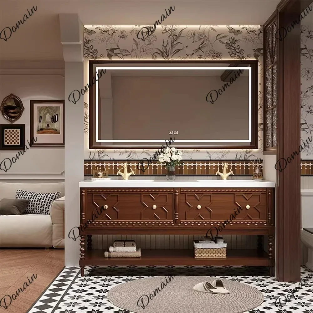 XY MAEBOW Solid Wood Bathroom Vanity With Integrated Sintered Stone Sink Toiletries Storage Smart Mirror Cabinet Customized Pack