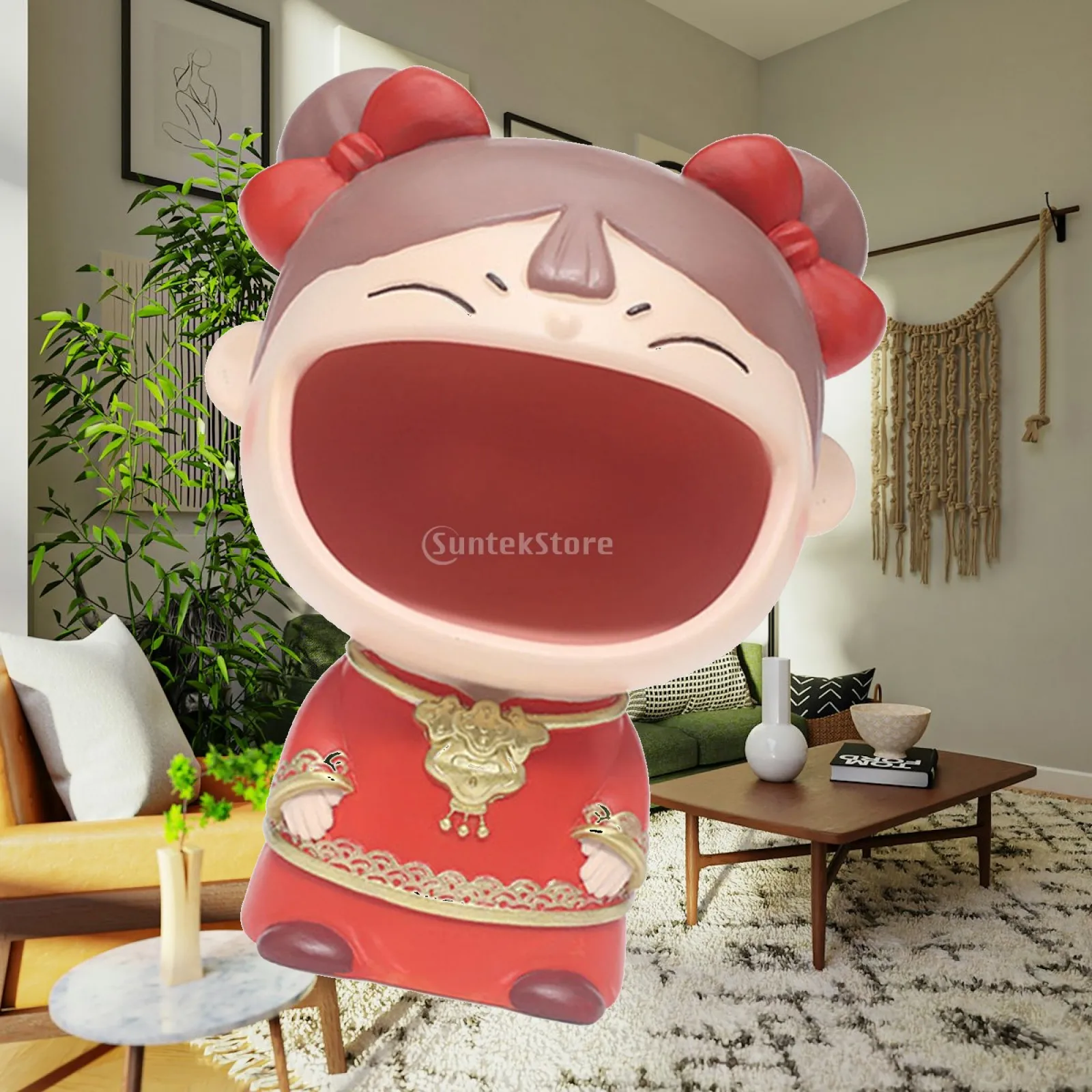 Storage Box Person Statue Cosmetics Sundries Container Bowl for Living Room
