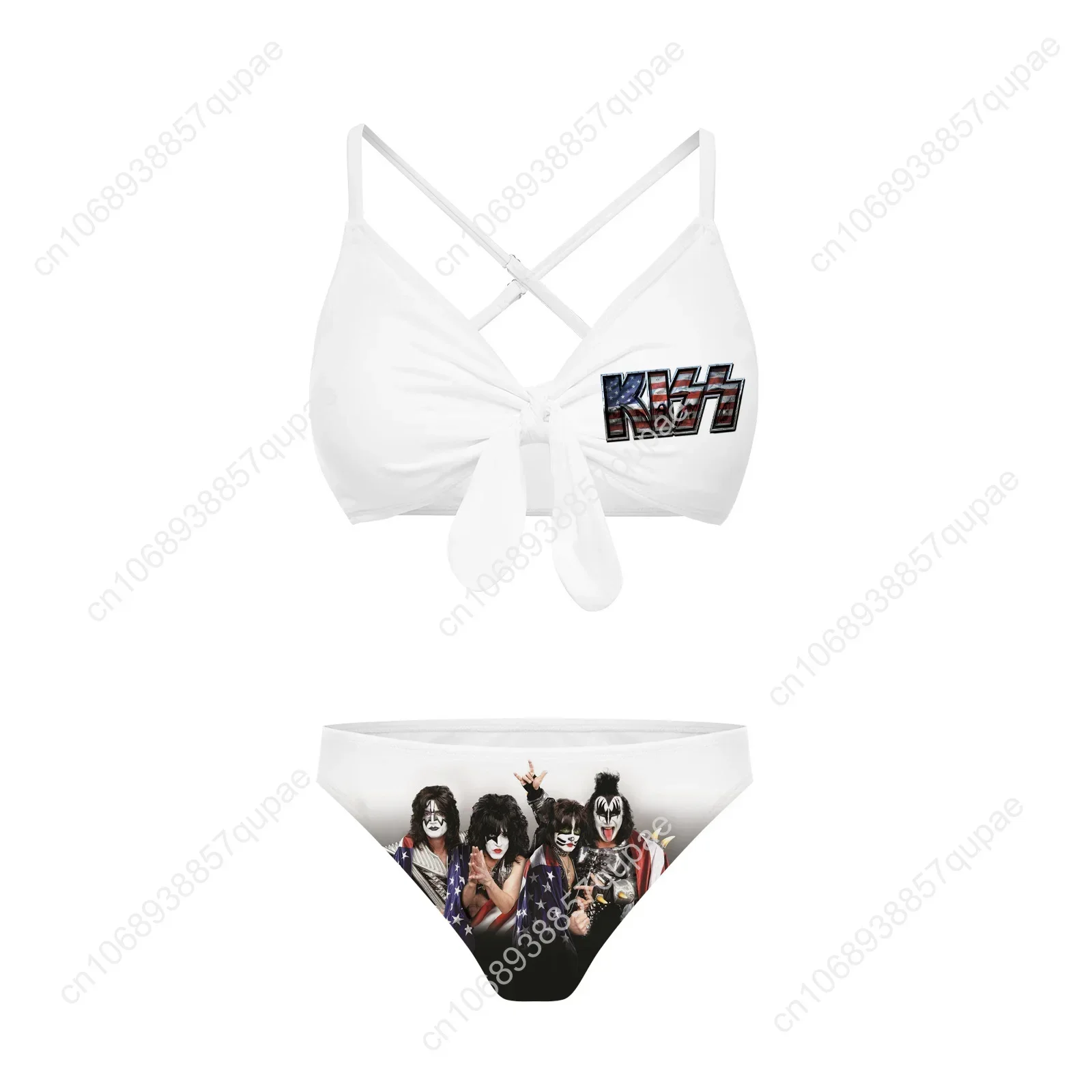 Kiss Rock Band Suits Cross Strap Suspenders Swimsuits Womens Bikini Pool Party Beach Swimwear Customized Beachwear
