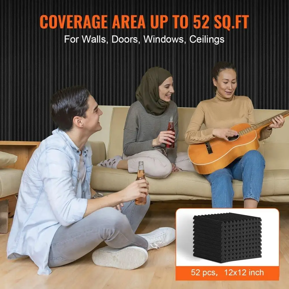 ألواح فوم صوتية للاستخدام في الاستوديو ، 12 × 12 × 1 بوصة ، 52