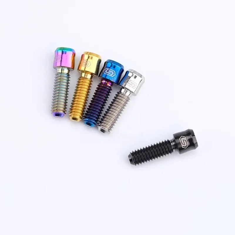 4pcs Titanium Bolts M4 x 10 12mm Cylindrical Head Hexagonal Socket Brake Screw Multiple Colors