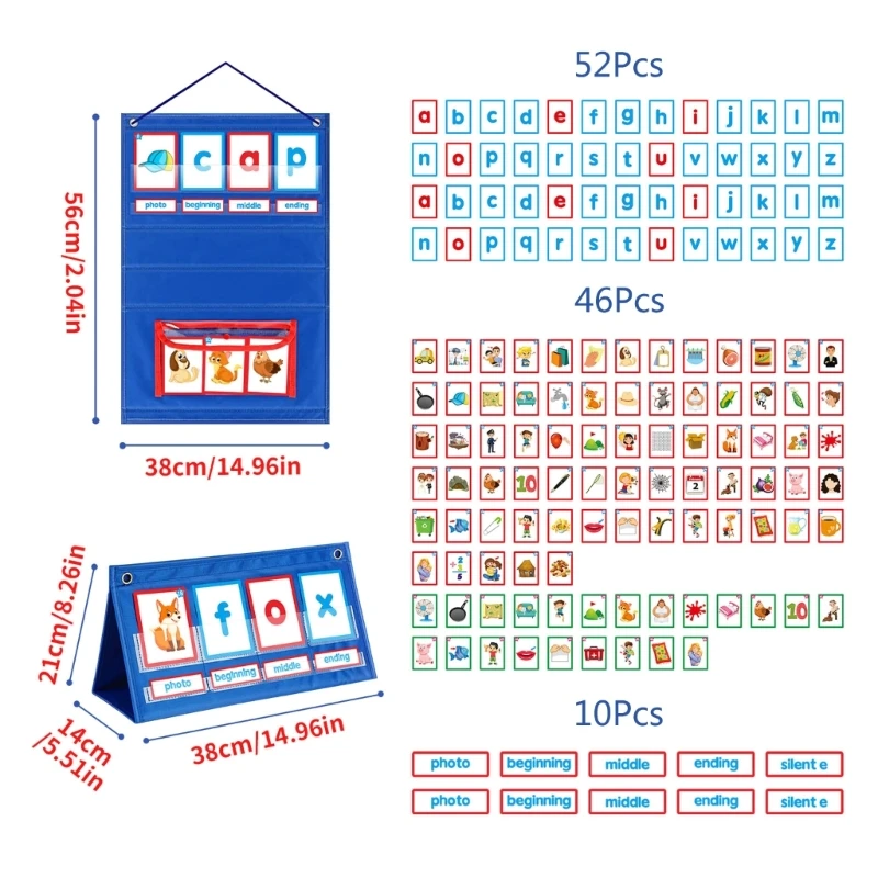 CVC Word Building Desktop Pocket Chart Stand Reading Spelling Phonics Games