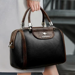 New Retro Large Capacity Women Shoulder Bag Casual Simplicity PU Leather Crossbody Bag Female Boston Designer Messenger Handbags